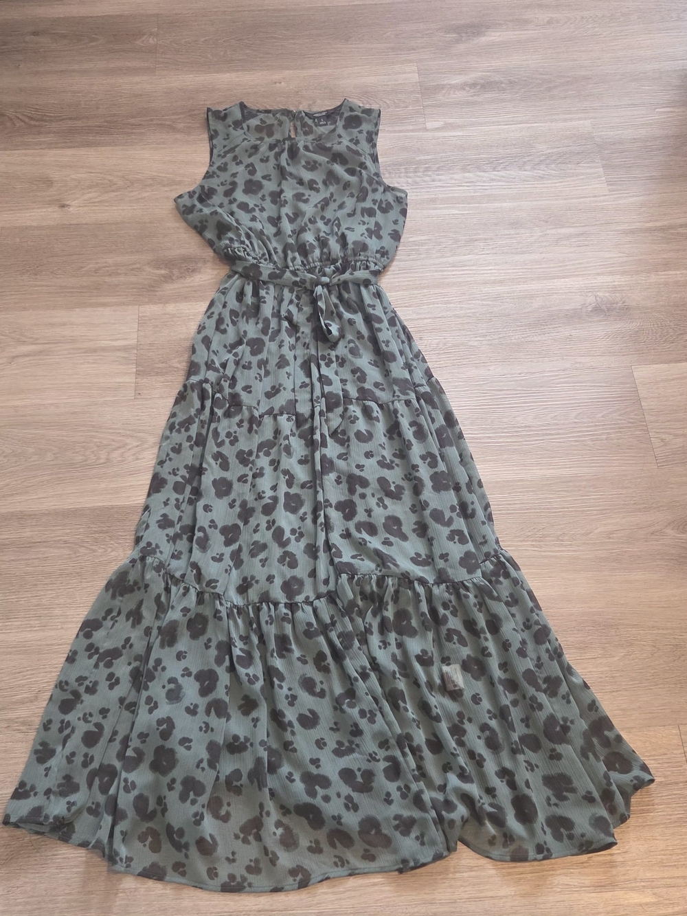 Simply Vera Vera Wang Teal Floral Tie-Waist Maxi Dress - Picture 2 of 5